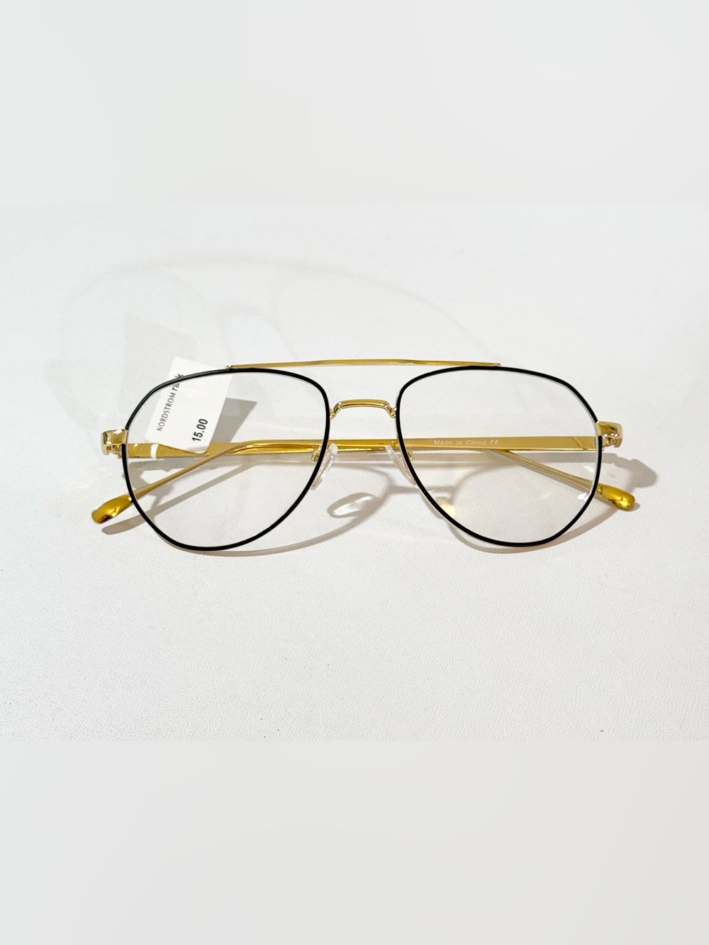 Aviator-Style Gold Frame Glasses with Black Rim